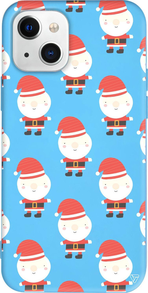 iPhone 15 Uyumlu Mavi Renkli Silikon Cartoon Claus Christmas Koleksiyonu Telefon Kılıfı