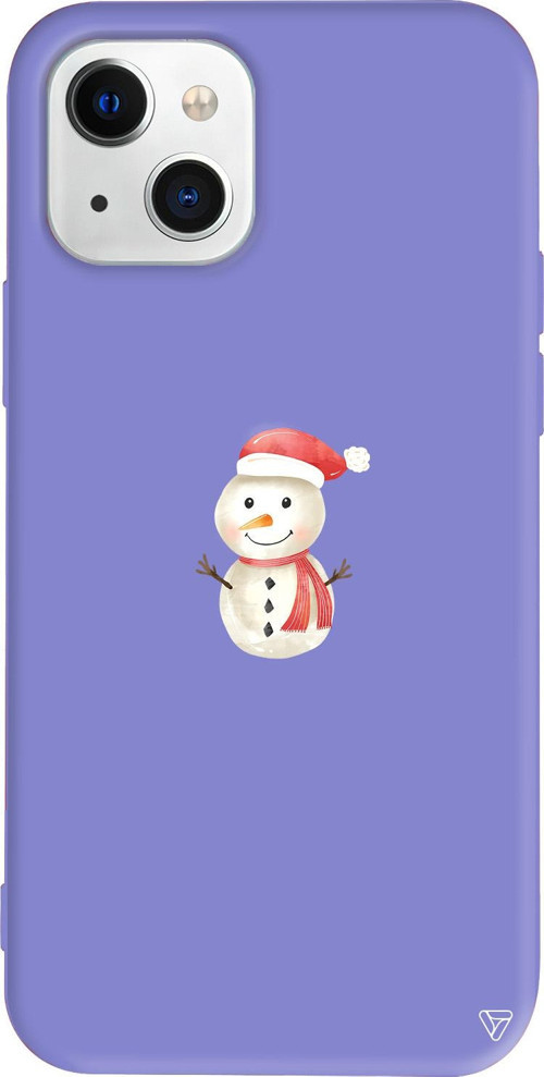 iPhone 15 Uyumlu Lila Renkli Silikon Snowman Christmas Koleksiyonu Telefon Kılıfı