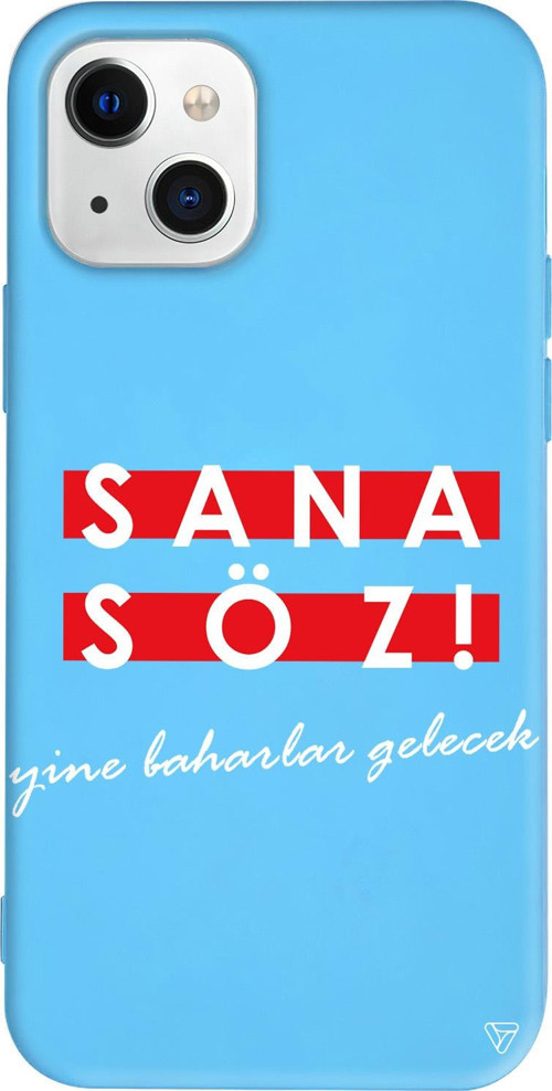 iPhone 15 Uyumlu Mavi Renkli Sana Söz Yine Baharlar Gelecek Telefon Kılıfı