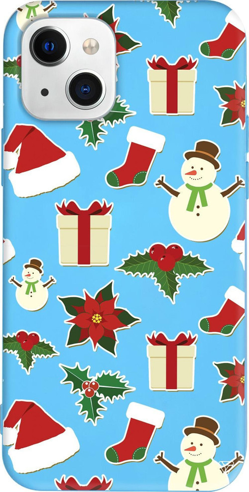iPhone 15 Uyumlu Mavi Renkli Silikon Just Xmas Christmas Koleksiyonu Telefon Kılıfı