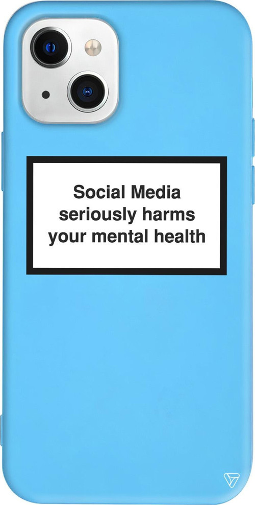 iPhone 15 Uyumlu Mavi Renkli Social Media seriously harms your mental health Telefon Kılıfı