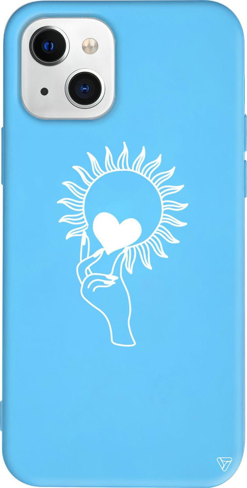 iPhone 15 Uyumlu Mavi Renkli Silikon Keep Heart Line Art Koleksiyonu Telefon Kılıfı