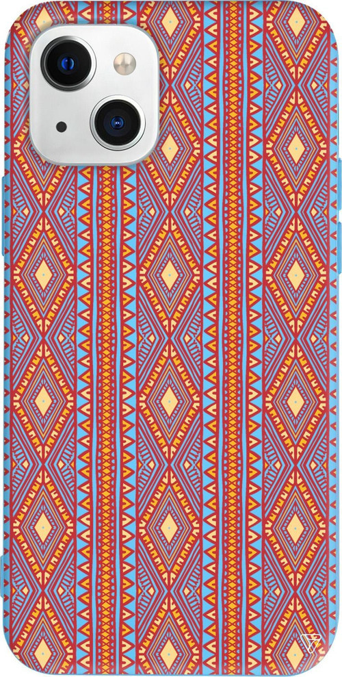 iPhone 15 Uyumlu Mavi Renkli Silikon Kilim Desenler Koleksiyonu Telefon Kılıfı