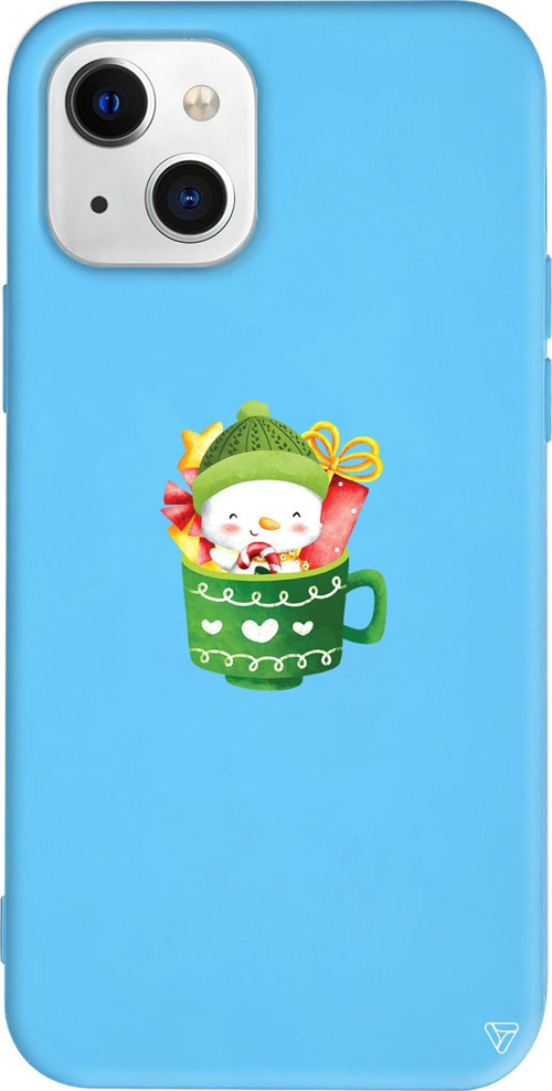 iPhone 15 Uyumlu Mavi Renkli Silikon A Cup Of Xmas 8 Christmas Koleksiyonu Telefon Kılıfı