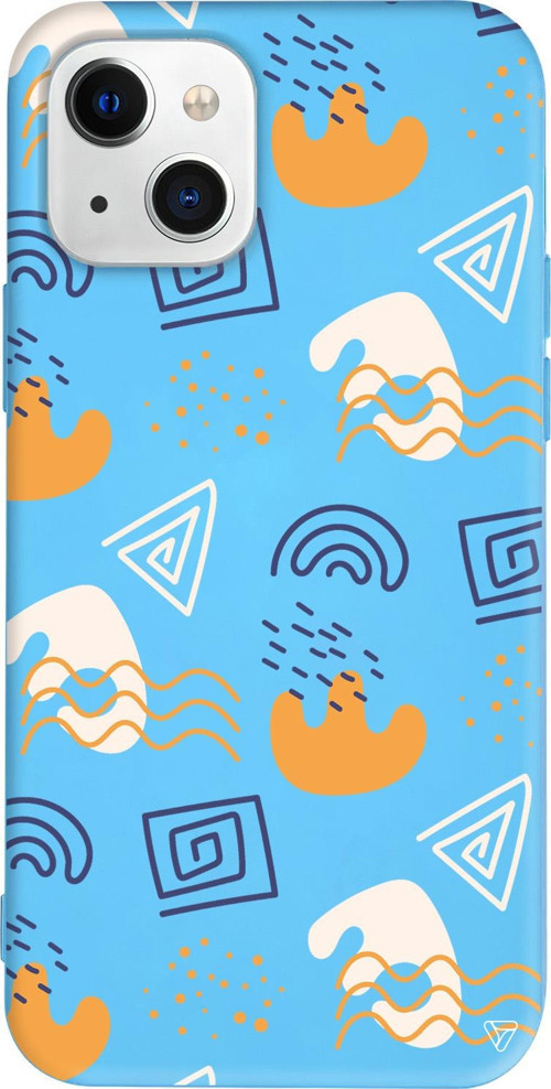 iPhone 15 Uyumlu Mavi Renkli Silikon Abstract 5 Abstract Koleksiyonu Telefon Kılıfı