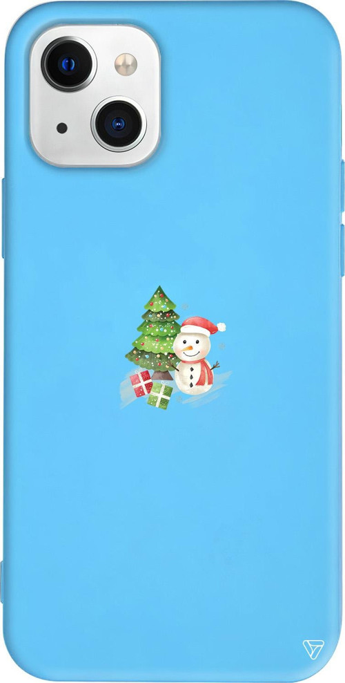iPhone 15 Uyumlu Mavi Renkli Silikon Cute Snowman Christmas Koleksiyonu Telefon Kılıfı