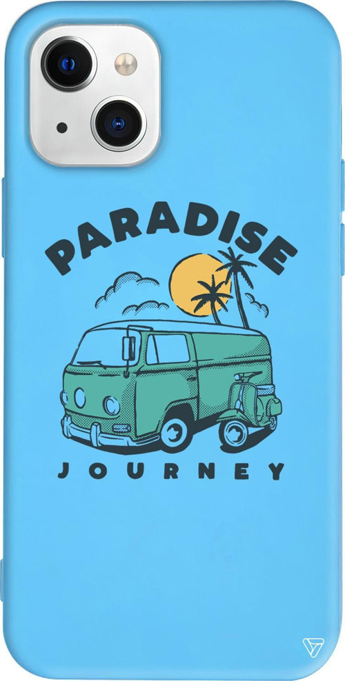 iPhone 15 Uyumlu Mavi Renkli Silikon Paradise Retro Koleksiyonu Telefon Kılıfı