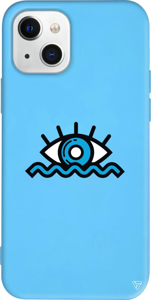 iPhone 15 Uyumlu Mavi Renkli Silikon Denizci Gözü Eyes on You Koleksiyonu Telefon Kılıfı
