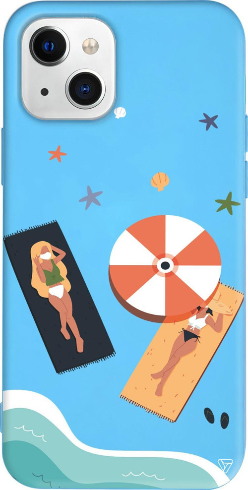 iPhone 15 Uyumlu Mavi Renkli Silikon Plaj Keyfi Summer Koleksiyonu Telefon Kılıfı