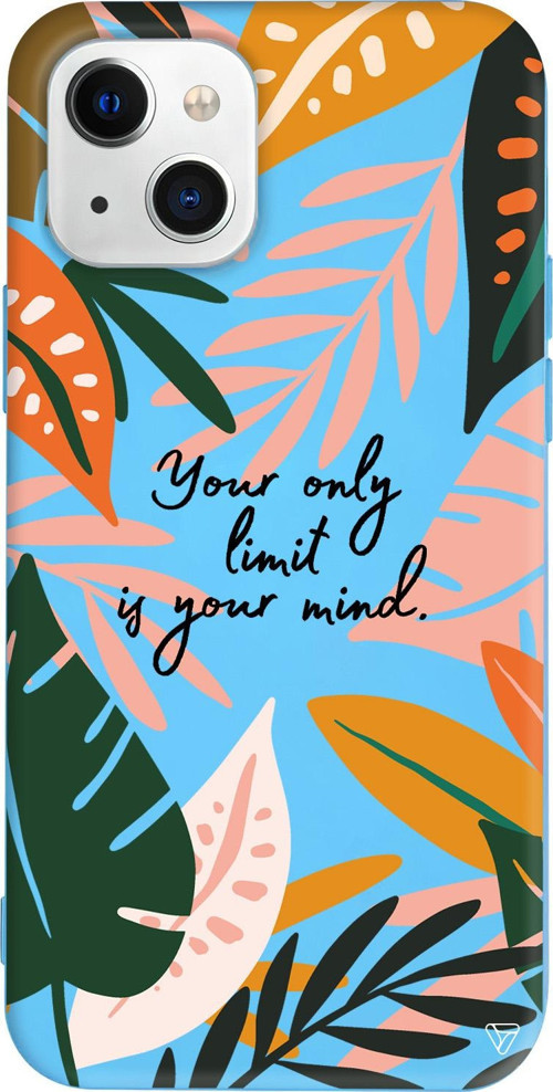 iPhone 15 Uyumlu Mavi Renkli Silikon Limit is Your Mind Floral Koleksiyonu Telefon Kılıfı