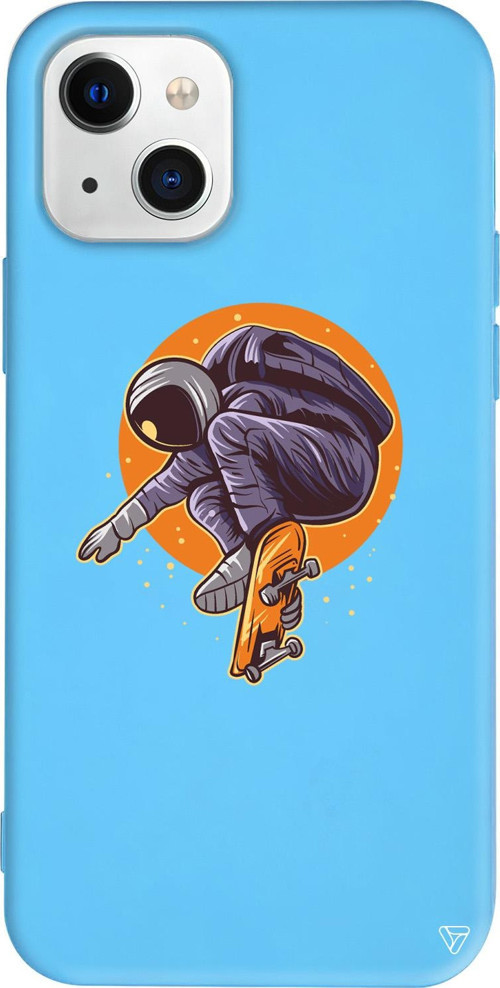 iPhone 15 Uyumlu Mavi Renkli Silikon Astronot 2 Space Koleksiyonu Telefon Kılıfı