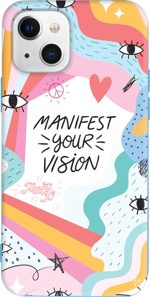 iPhone 15 Uyumlu Mavi Renkli Silikon Manifest Your Vision Eyes on You Koleksiyonu Telefon Kılıfı