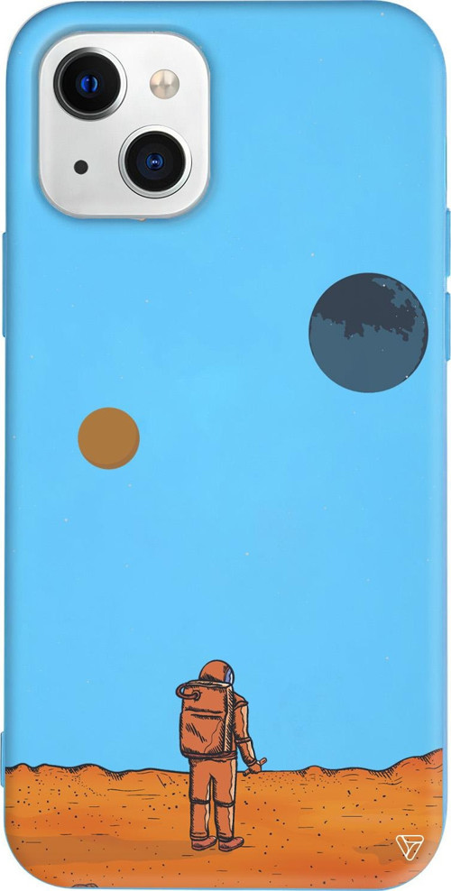 iPhone 15 Uyumlu Mavi Renkli Silikon Mars Space Koleksiyonu Telefon Kılıfı