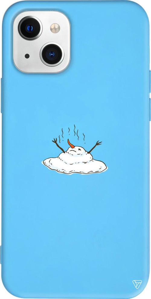 iPhone 15 Uyumlu Mavi Renkli Silikon Melting Snowman Christmas Koleksiyonu Telefon Kılıfı