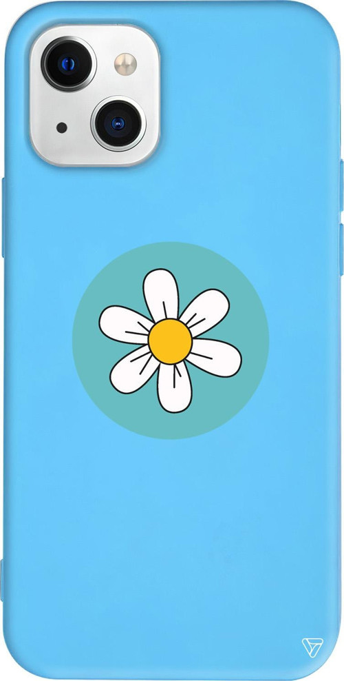 iPhone 15 Uyumlu Mavi Renkli Silikon Single Daisy Summer Koleksiyonu Telefon Kılıfı