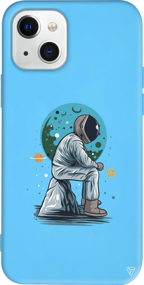 iPhone 15 Uyumlu Mavi Renkli Silikon Forever Alone Space Koleksiyonu Telefon Kılıfı