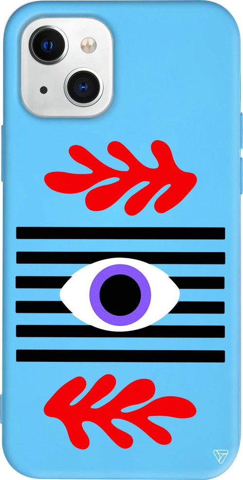 iPhone 15 Uyumlu Mavi Renkli Silikon Mor Göz Eyes on You Koleksiyonu Telefon Kılıfı