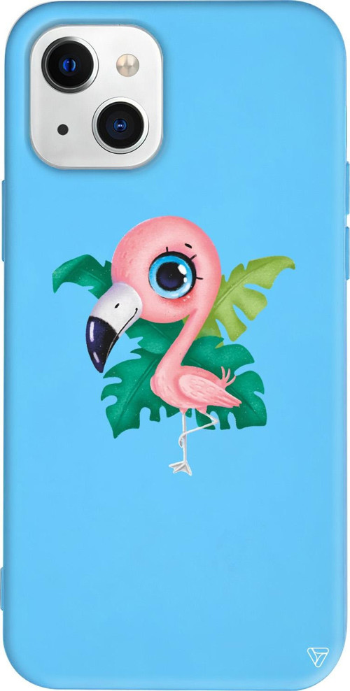 iPhone 15 Uyumlu Mavi Renkli Silikon Yavru Flamingo Animal Koleksiyonu Telefon Kılıfı