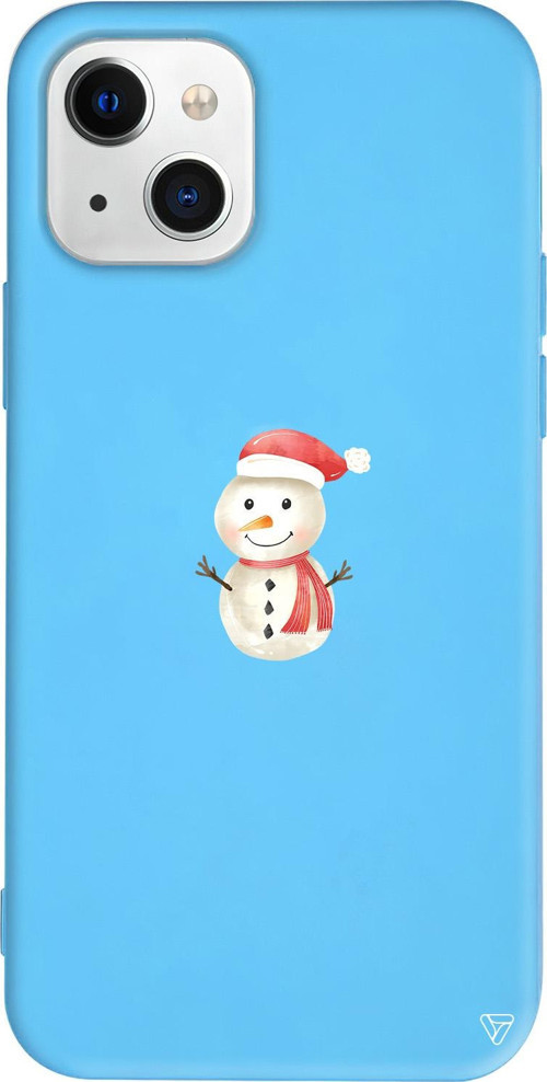 iPhone 15 Uyumlu Mavi Renkli Silikon Snowman Christmas Koleksiyonu Telefon Kılıfı