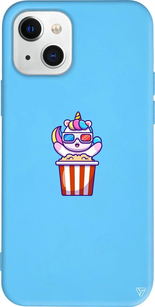iPhone 15 Uyumlu Mavi Renkli Silikon Moviecorn Sticker Koleksiyonu Telefon Kılıfı