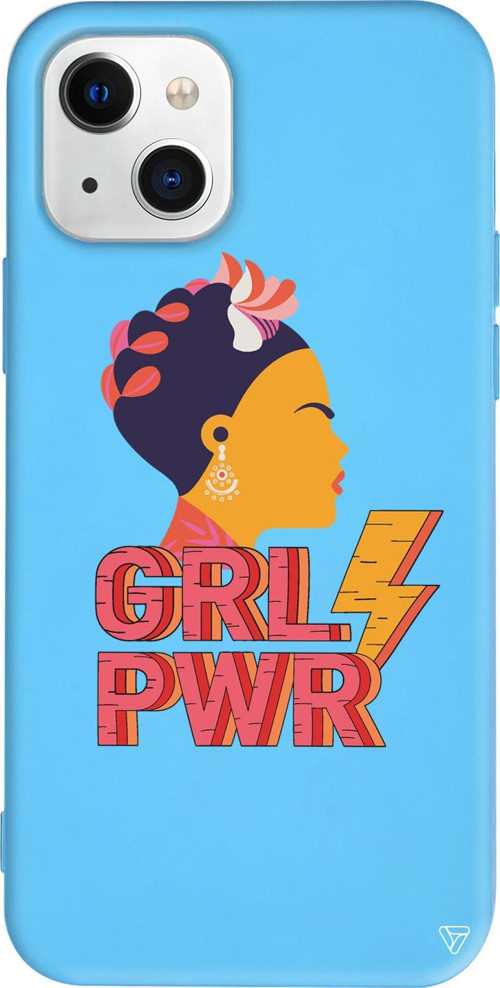 iPhone 15 Uyumlu Mavi Renkli Silikon Grl Pwr Girl Boss Koleksiyonu Telefon Kılıfı