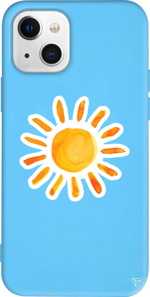 iPhone 15 Uyumlu Mavi Renkli Silikon Güneş Summer Koleksiyonu Telefon Kılıfı