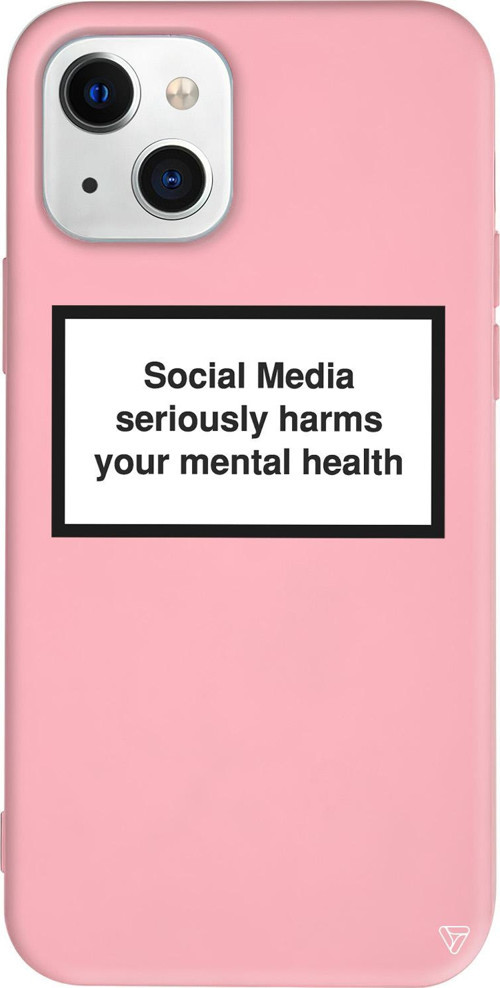 iPhone 15 Uyumlu Pembe Renkli Social Media seriously harms your mental health Telefon Kılıfı