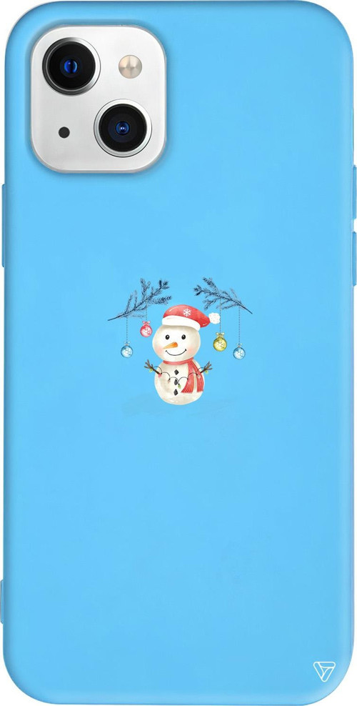iPhone 15 Uyumlu Mavi Renkli Silikon Sugar Snowman Christmas Koleksiyonu Telefon Kılıfı