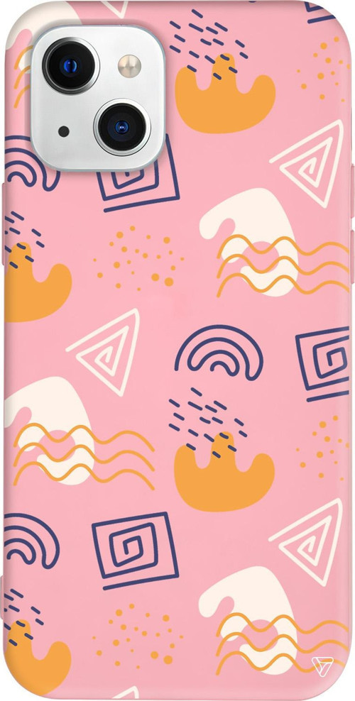 iPhone 15 Uyumlu Pembe Renkli Silikon Abstract 5 Abstract Koleksiyonu Telefon Kılıfı
