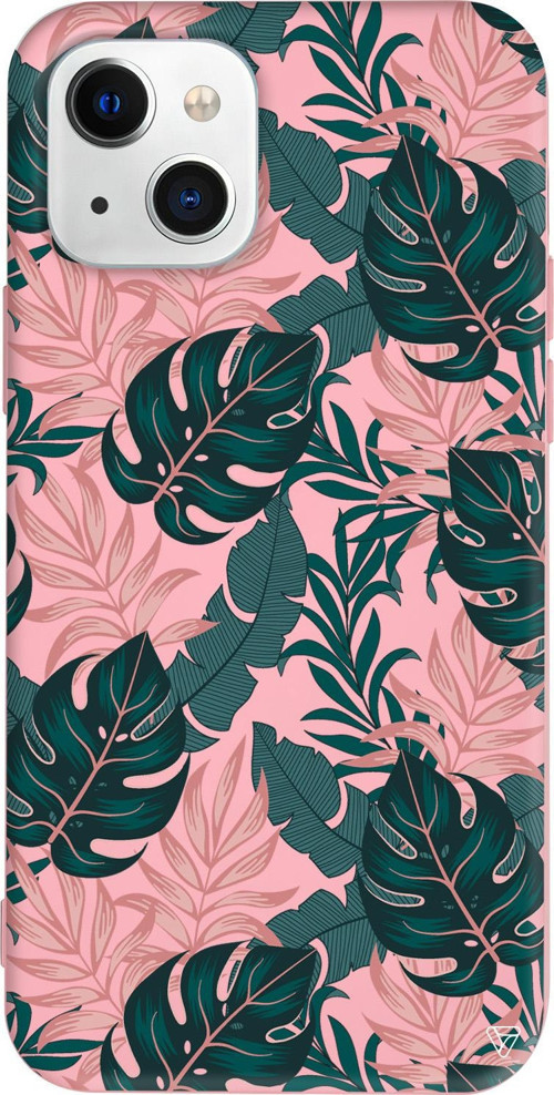 iPhone 15 Uyumlu Pembe Renkli Silikon Life's Leaf Floral Koleksiyonu Telefon Kılıfı