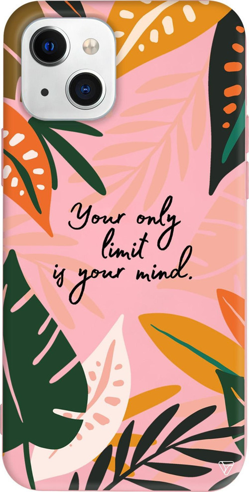 iPhone 15 Uyumlu Pembe Renkli Silikon Limit is Your Mind Floral Koleksiyonu Telefon Kılıfı