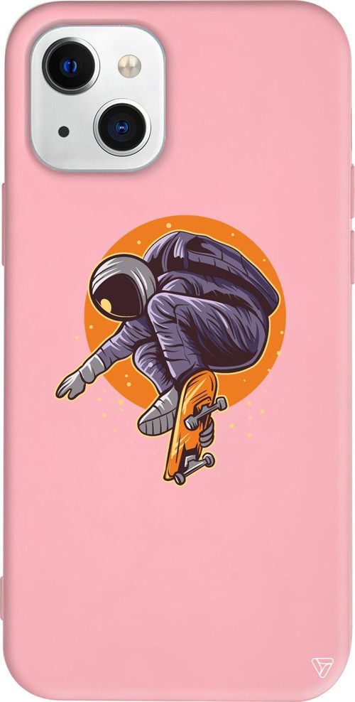 iPhone 15 Uyumlu Pembe Renkli Silikon Astronot 2 Space Koleksiyonu Telefon Kılıfı