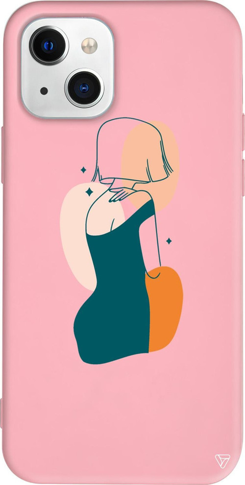 iPhone 15 Uyumlu Pembe Renkli Silikon Eva Line Art Koleksiyonu Telefon Kılıfı