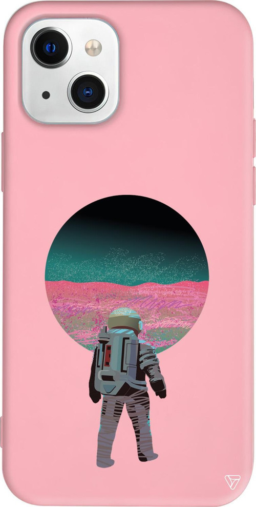 iPhone 15 Uyumlu Pembe Renkli Silikon Evden Uzakta Space Koleksiyonu Telefon Kılıfı