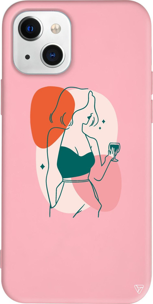 iPhone 15 Uyumlu Pembe Renkli Silikon Lucy Line Art Koleksiyonu Telefon Kılıfı