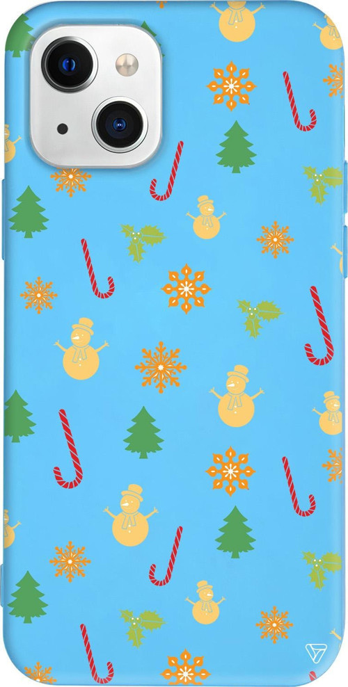 iPhone 15 Uyumlu Mavi Renkli Silikon Very Christmas Christmas Koleksiyonu Telefon Kılıfı