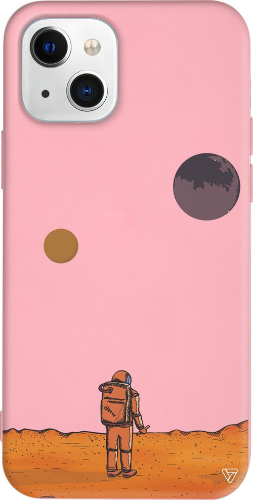 iPhone 15 Uyumlu Pembe Renkli Silikon Mars Space Koleksiyonu Telefon Kılıfı