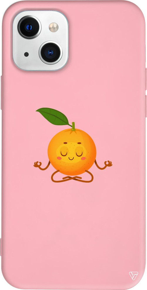 iPhone 15 Uyumlu Pembe Renkli Silikon Meditasyon Portakal Meyveler Koleksiyonu Telefon Kılıfı