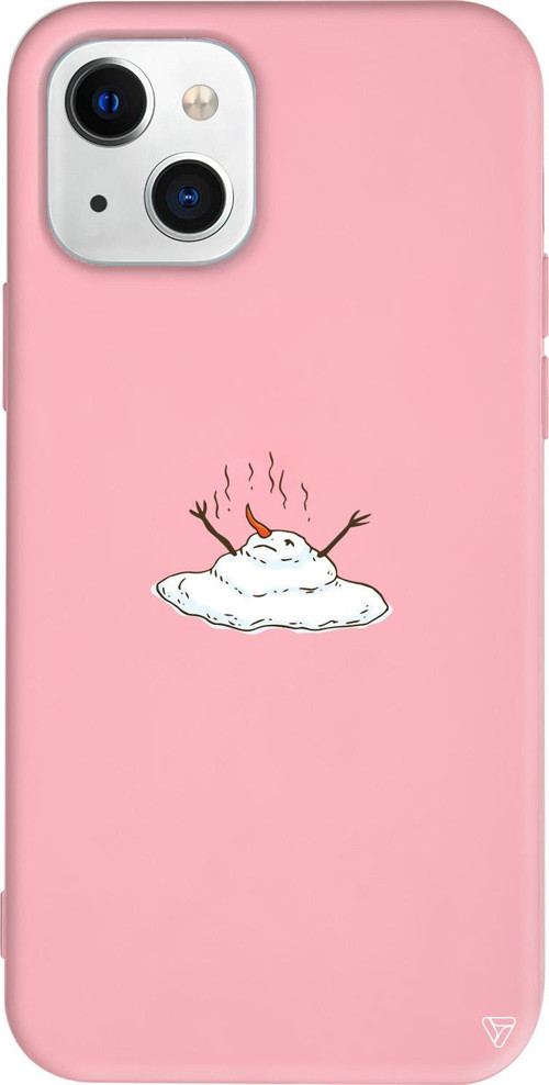 iPhone 15 Uyumlu Pembe Renkli Silikon Melting Snowman Christmas Koleksiyonu Telefon Kılıfı