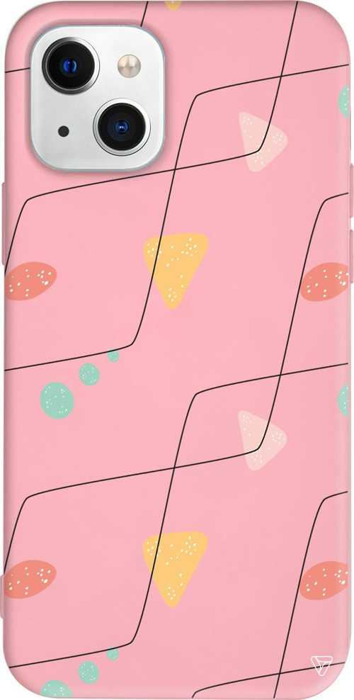 iPhone 15 Uyumlu Pembe Renkli Silikon Black Line 4 Abstract Koleksiyonu Telefon Kılıfı