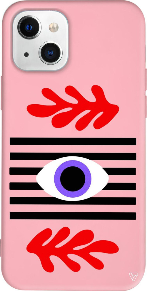 iPhone 15 Uyumlu Pembe Renkli Silikon Mor Göz Eyes on You Koleksiyonu Telefon Kılıfı