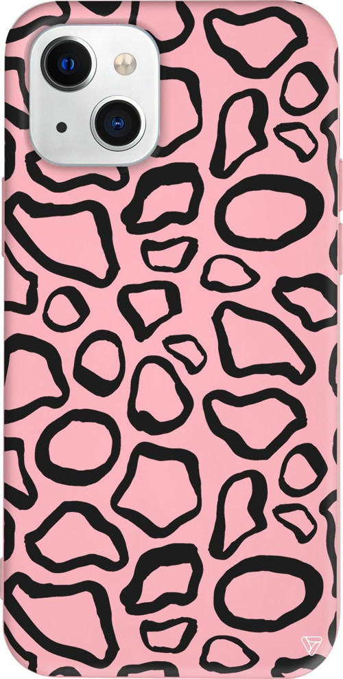iPhone 15 Uyumlu Pembe Renkli Silikon Siyah Pattern Desenler Koleksiyonu Telefon Kılıfı
