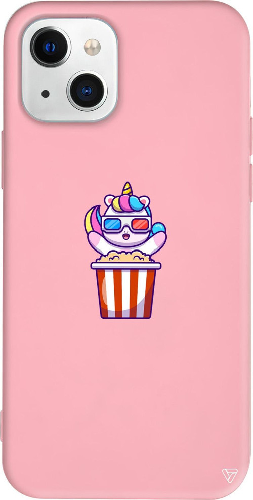 iPhone 15 Uyumlu Pembe Renkli Silikon Moviecorn Sticker Koleksiyonu Telefon Kılıfı