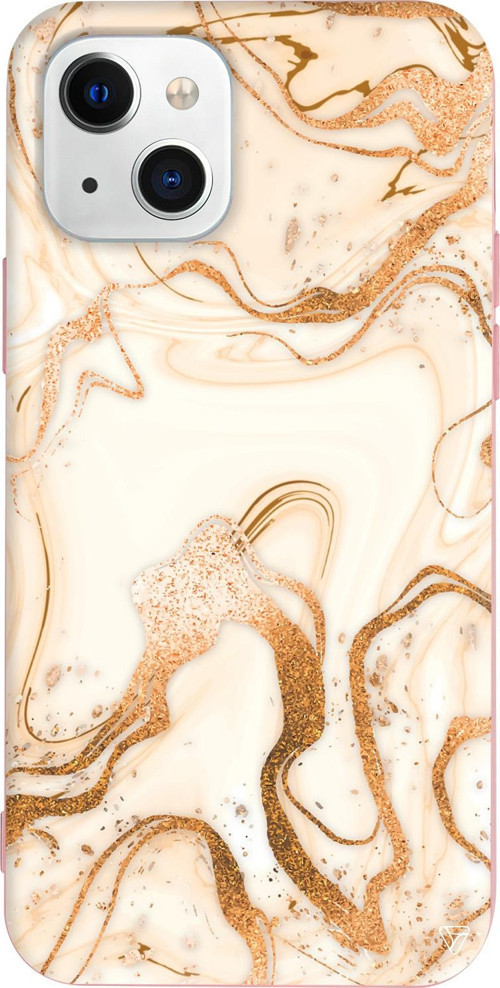 iPhone 15 Uyumlu Pembe Renkli Silikon Gold Marble Mermer Koleksiyonu Telefon Kılıfı