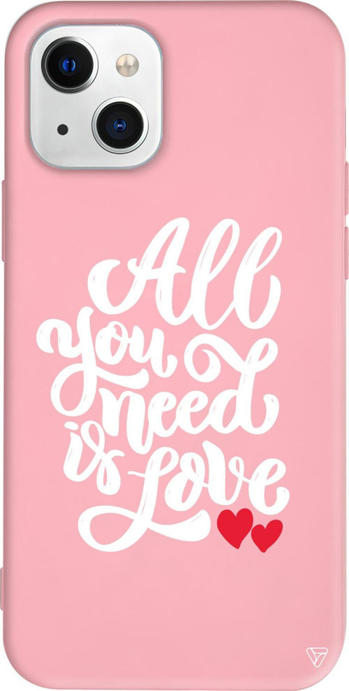 iPhone 15 Uyumlu Pembe Renkli Silikon Need Love Mottolar Koleksiyonu Telefon Kılıfı