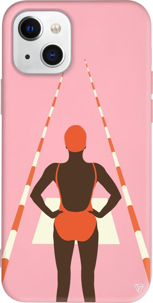iPhone 15 Uyumlu Pembe Renkli Silikon Swimmer Girl Boss Koleksiyonu Telefon Kılıfı