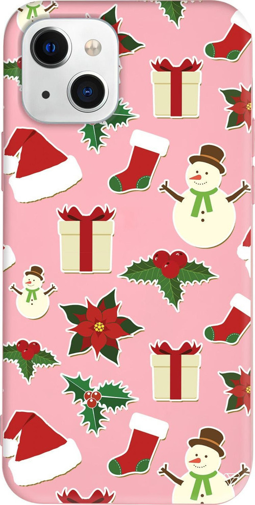 iPhone 15 Uyumlu Pembe Renkli Silikon Just Xmas Christmas Koleksiyonu Telefon Kılıfı