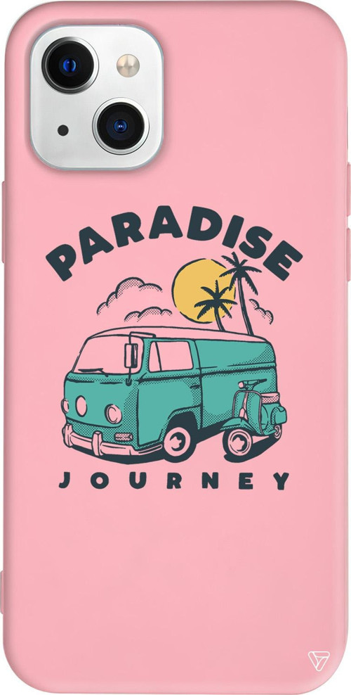 iPhone 15 Uyumlu Pembe Renkli Silikon Paradise Retro Koleksiyonu Telefon Kılıfı