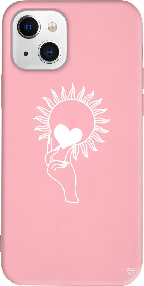 iPhone 15 Uyumlu Pembe Renkli Silikon Keep Heart Line Art Koleksiyonu Telefon Kılıfı