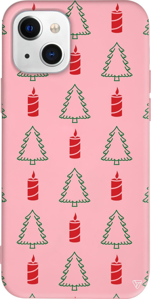 iPhone 15 Uyumlu Pembe Renkli Silikon Pines And Dynamites Christmas Koleksiyonu Telefon Kılıfı